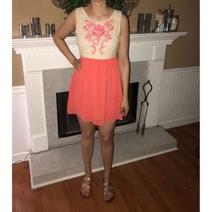 Coral and Cream Lace Boutique Dress